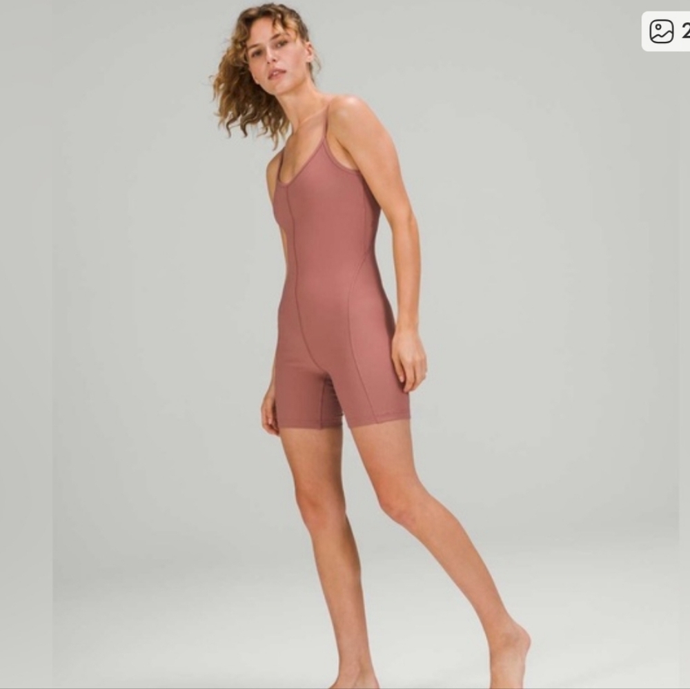 Lululemon Ribbed Contoured Yoga Unitard 6" Length Spiced Chai - Picture 2 of 7